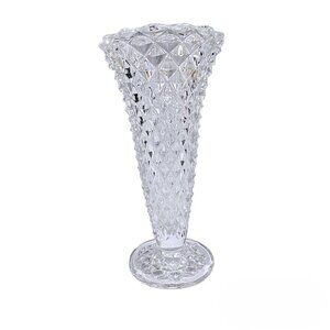 💥456 Imperial Diamond Cut Glass Crystal Trumpet Vase